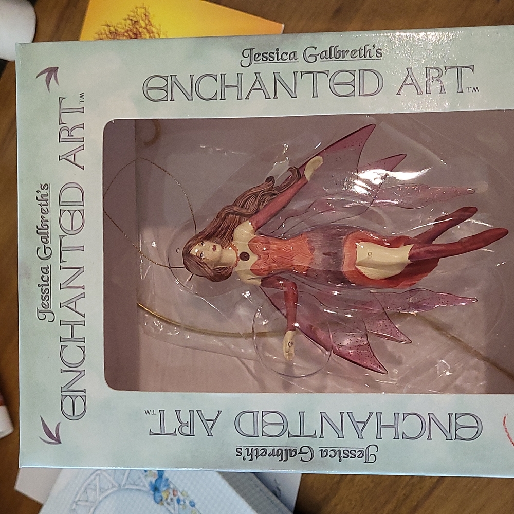 Jessica Galbreth Enchanted Art Fairies Angel - GARNET Polystone Fairy Ornament